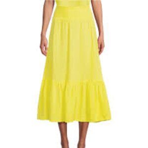 NWT Bryn Walker Cotton Gauze A-Line Wide Waistband Ruffle Midi Skirt